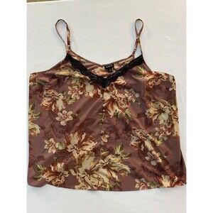 Torrid Floral Lace Trim Cami Tank Top Faux Button Front Boho Mauve Plus Size 2